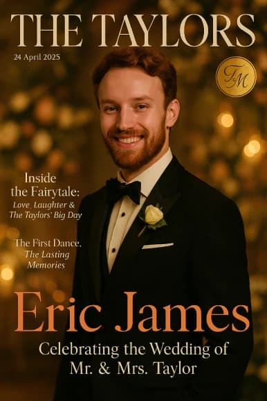 AI-FX wedding magazine cover style for bridal and wedding events