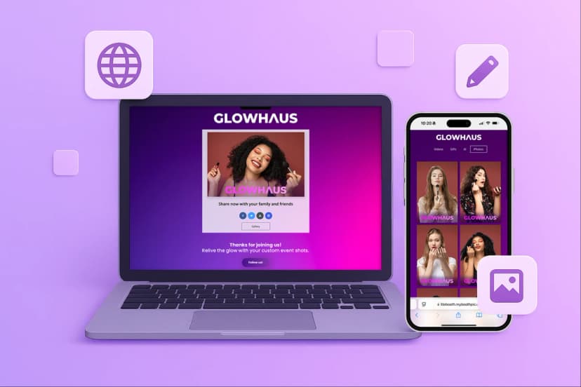 Snappic custom event microsite with branded gallery and guest sharing